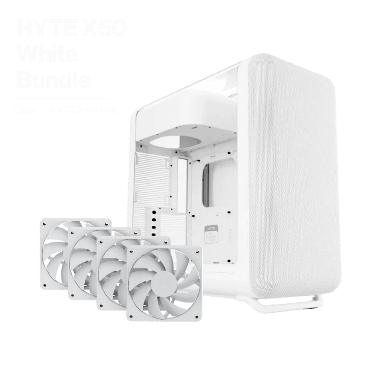 HYTE X50 + HYTE FA12 × 4 Hyte X50 TG White Bundle – Jlite Customs Enterprise