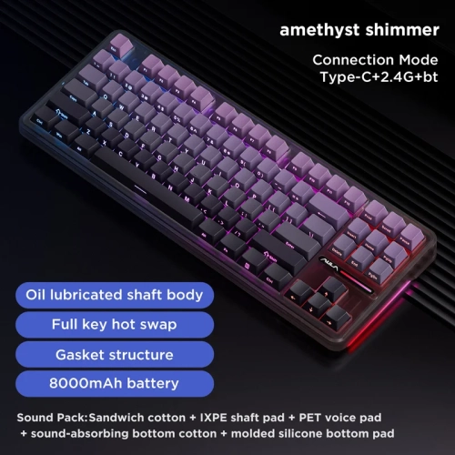 Aula F87 Pro (Amethyst Shimmer - Gray Wood Switch)