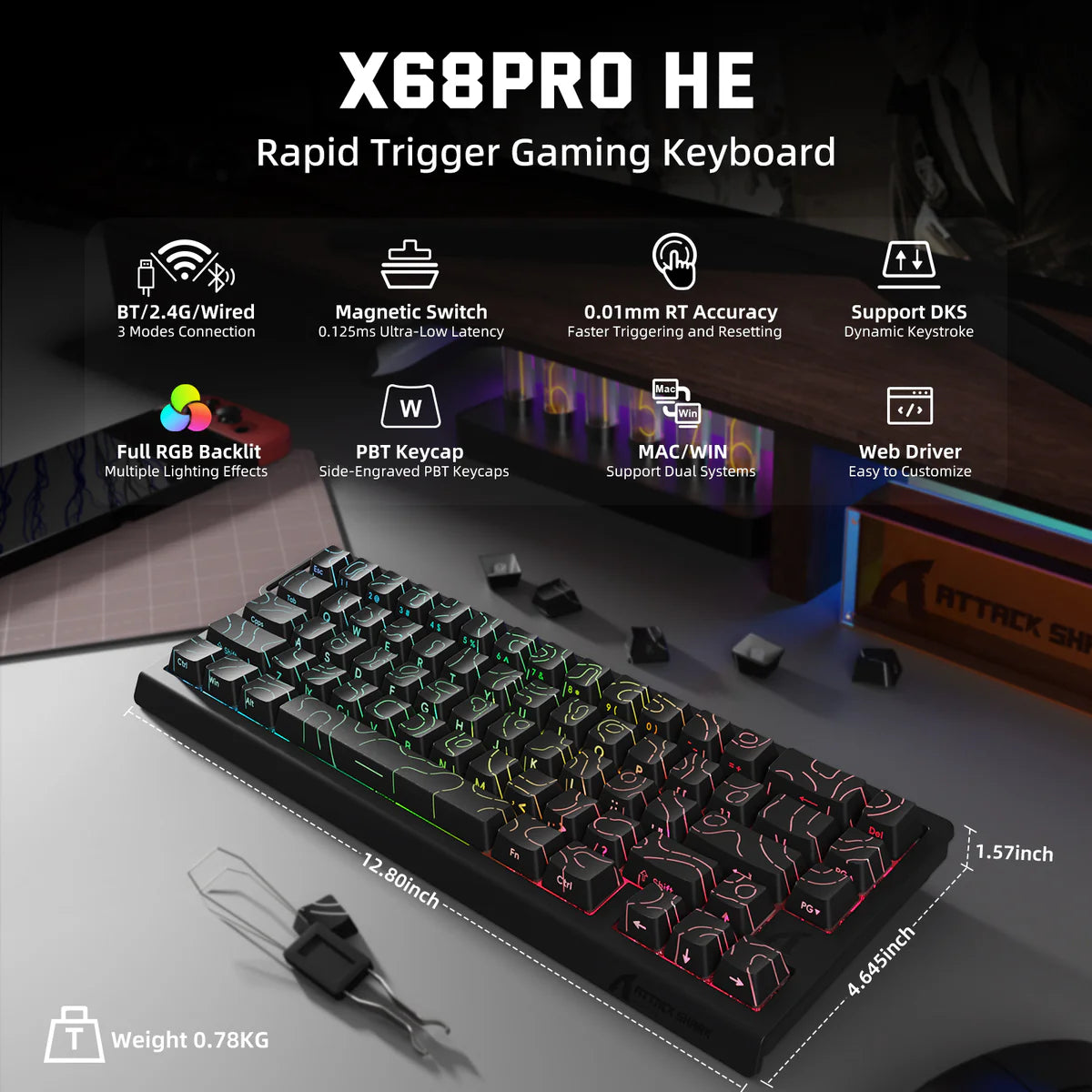 Attack Shark X68 Pro HE (Black Contour)