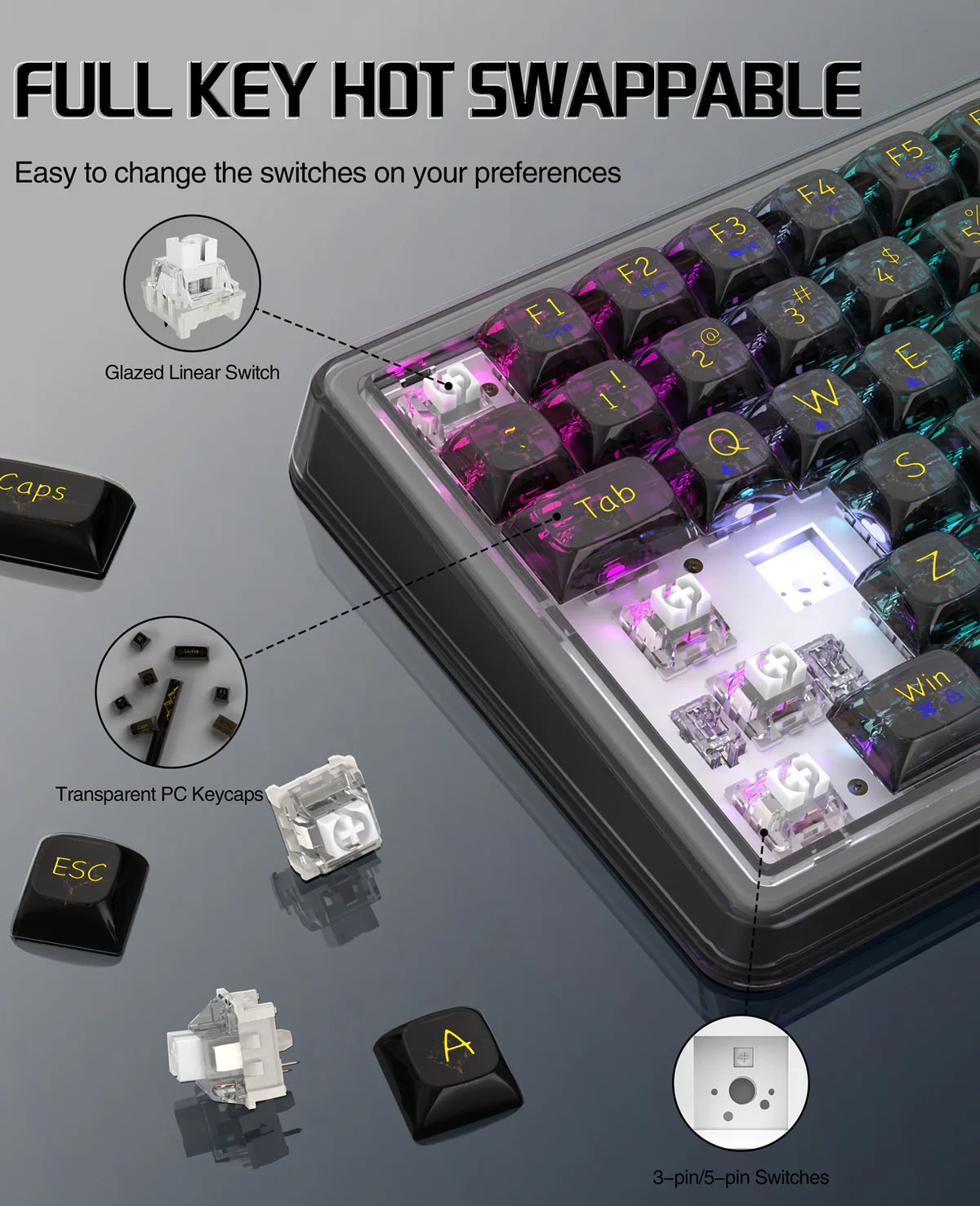Attack Shark K75 Pro (Transparent Black)