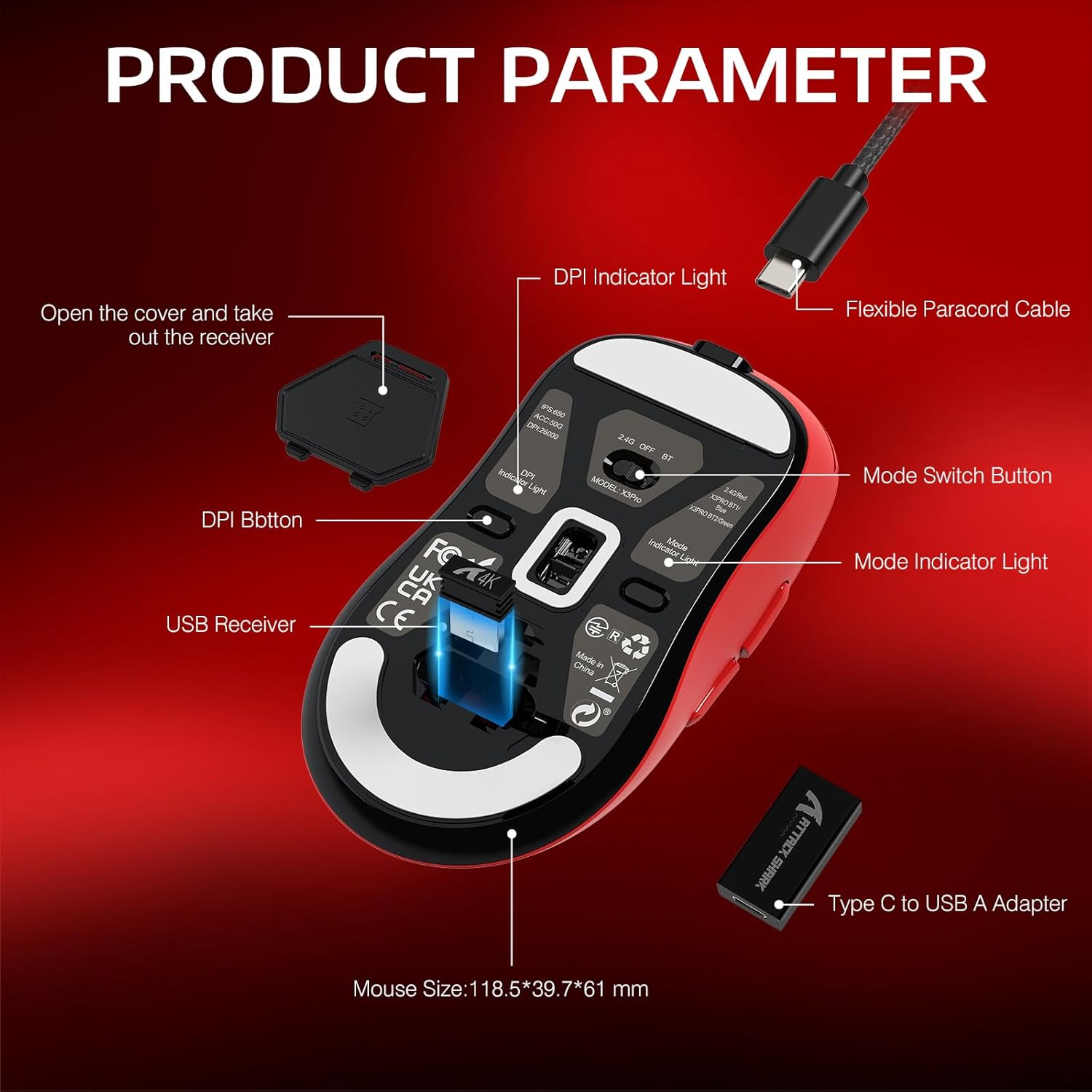 Attack Shark X3 Pro (Red)