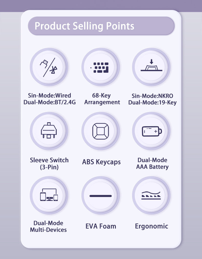 Ajazz AK680 Dual Mode (Purple - Linear Switch)