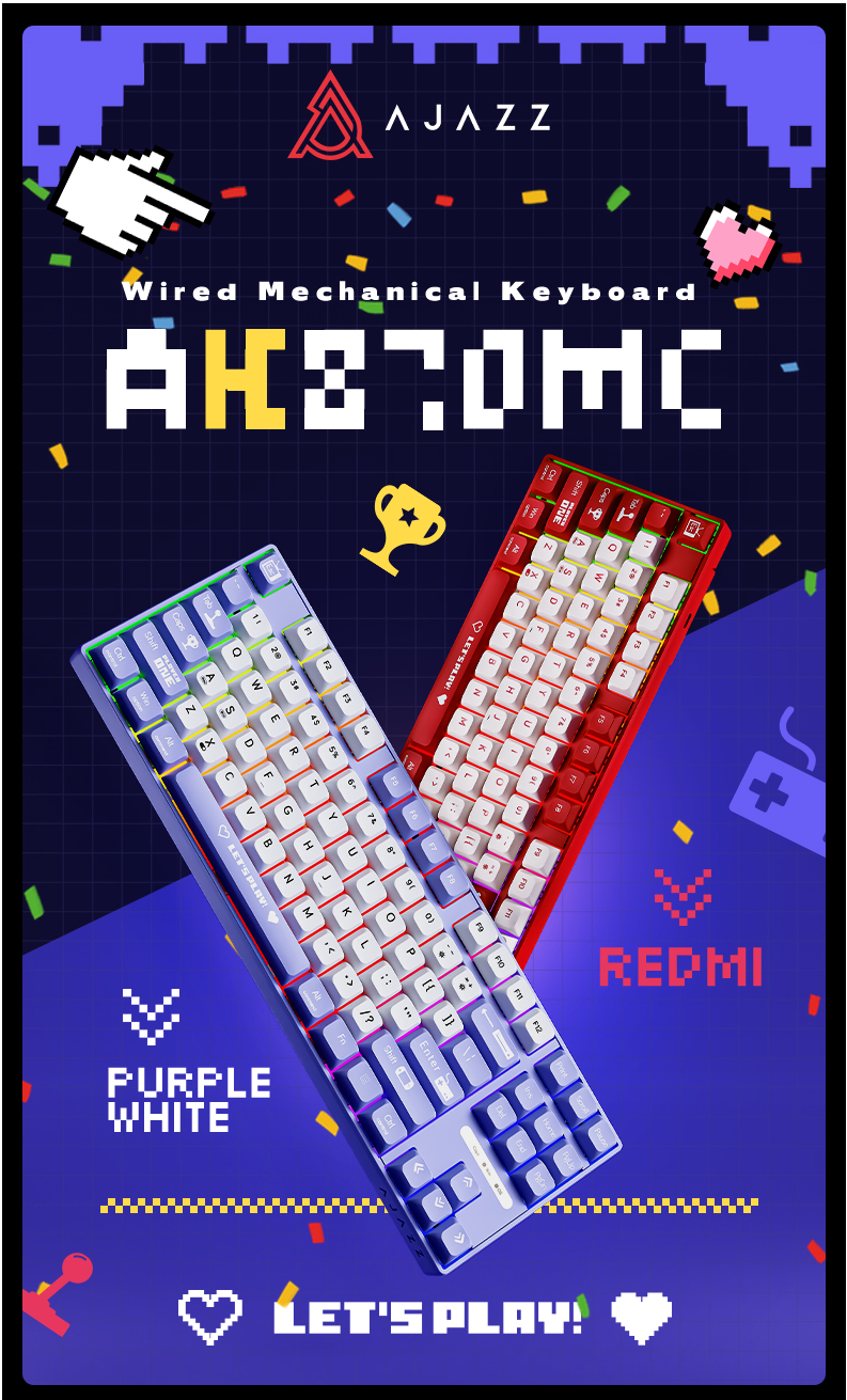 Ajazz AK870MC (Red Switch - Red & White)
