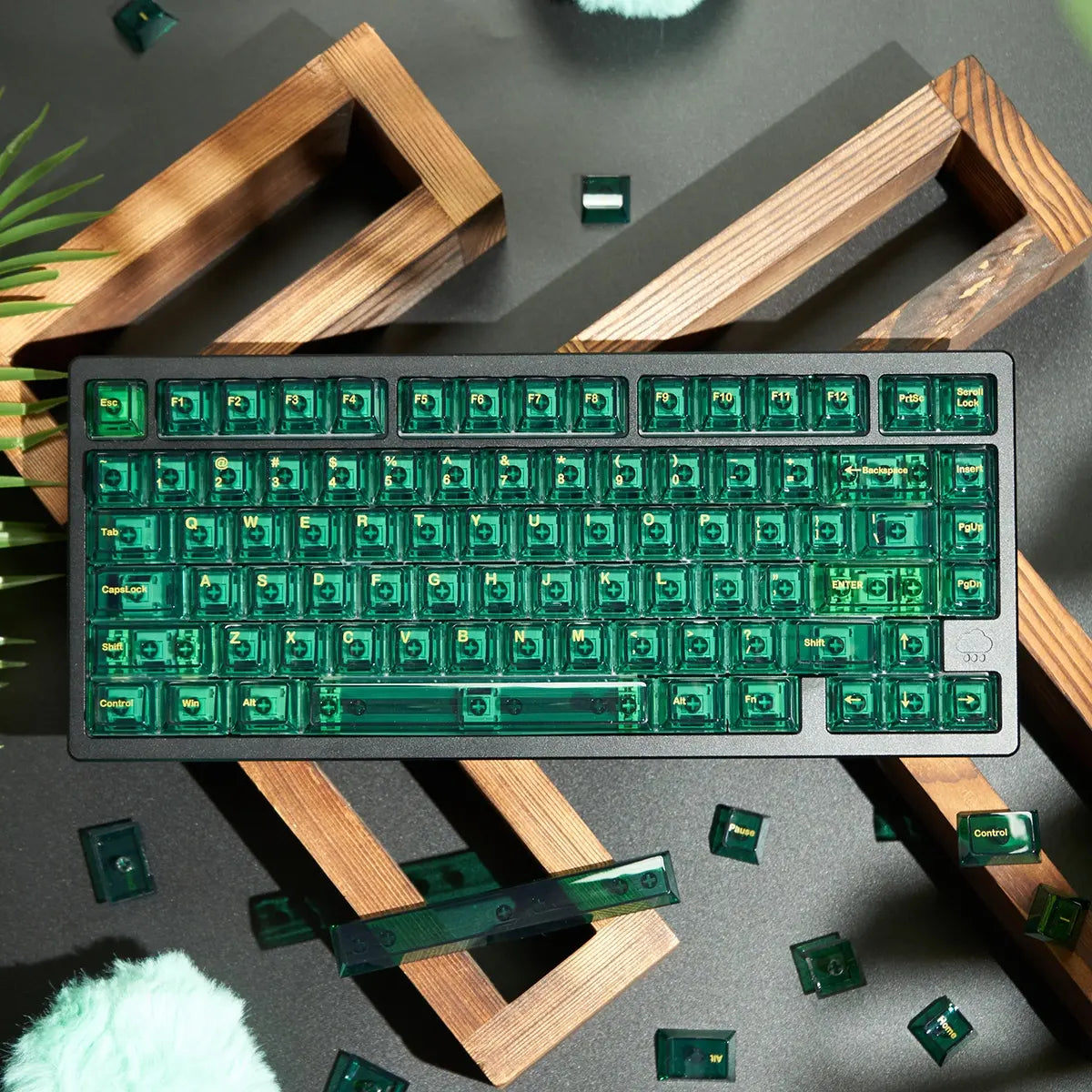 Agate Powder Green Transparent Keycaps (Cherry Profile)